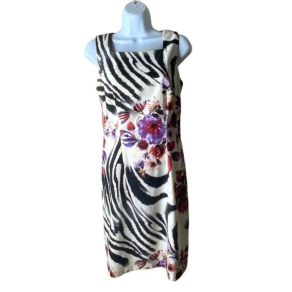 Alyx Dress Size 8 Women's Fitted Sheath Floral Striped Sleeveless Square Neck - Picture 3 of 9
